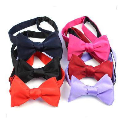 China Leisure Solid Dark Color Houndstooth Polyester Men's Self Woven Silk Woven Handmade Bow Tie for sale