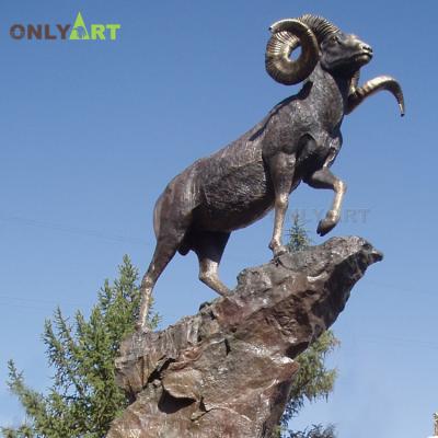 China Europe Outdoor Garden Metal Animal Sculpture Brass Bronze Mountain Goat Statues For Sale for sale