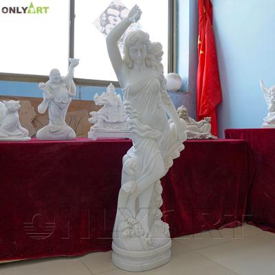 China Lady Life Size Marble Chinese Garden Home Decorative Natural Stone White Woman Sculpture for sale