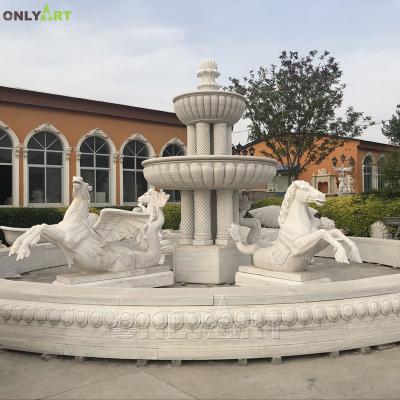 China EUROPEAN Customized Ready to Board Large Water Fountain Garden Indoor Natural Stone Marble Horse Fountain for sale