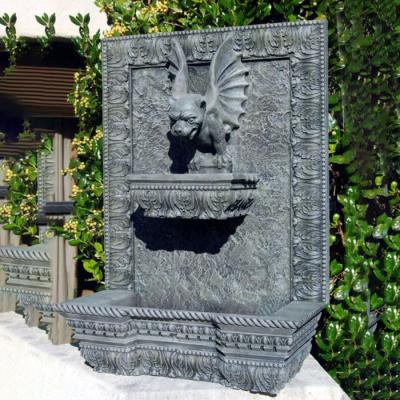 China European Marble Wall Fountain Outdoor Marble Stone Wings Animal Wall Fountain for sale