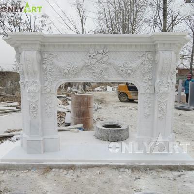 China New Model Natural Chinese White Marble Fireplace Marble Modern Classic Stone Fireplace In Stock for sale