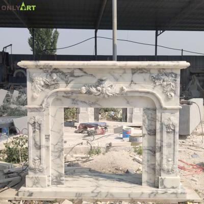 China French Competitive Natural Stone Marble Flower Fireplace For Sale for sale