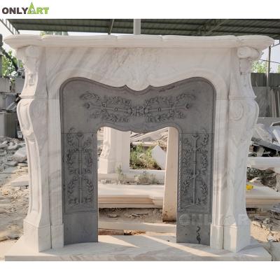 China French Custom Italian Italian French Style Luxury Carved Stone Marble Fireplace Mantel for sale