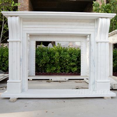 China French Custom Modern Style Indoor Carved Marble Fireplace Mantel for sale