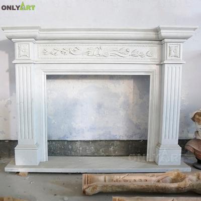 China French European Royal Design Hand Flower Decoration Carving Marble Fire Place Surround Mantel for sale