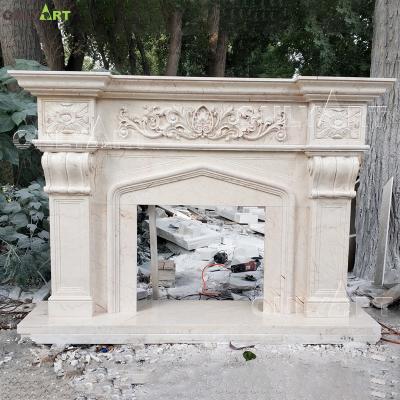 China French Hot Sale Indoor White Marble Pillar Fireplace Mantel for sale