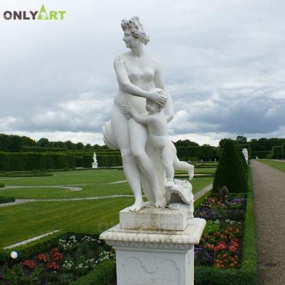 China Large Modern Outdoor Garden Hand Carved Nude Baby And Mother Figure Marble Statues for sale