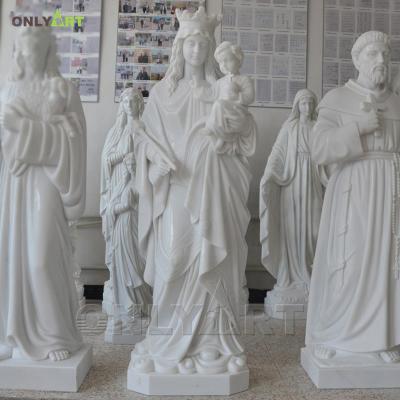 China Modern Life Size Virgin Mary Queen of Heaven and Jesus Marble Stone Statue for sale