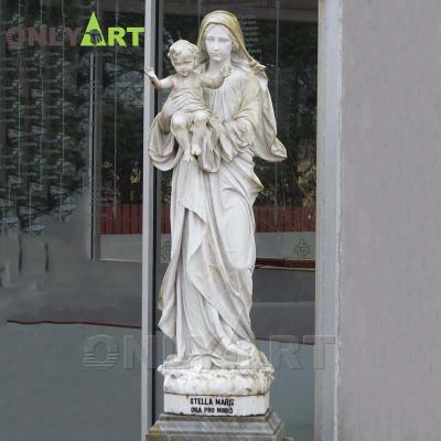 China Modern Life Size Marble Virgin Mary With Baby Jesus Statue for sale