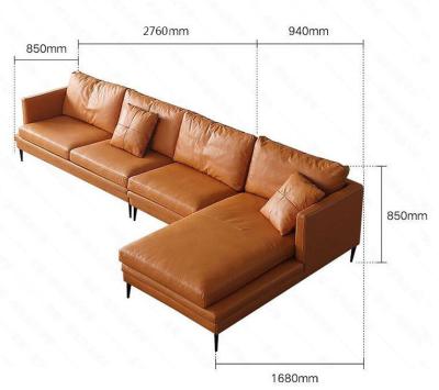 China Small family living room corner combination (the other) sofa adjustable orange Nappa leather sofa down the art leather sofa for sale