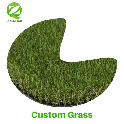 China PP+PE QINGZHOU Custom Shape Lawn Artificial Grass Custom Color Artificial Grass Turf Customized Size Artificial Grass for sale