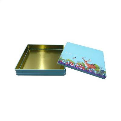 China Recyclable Food Grade Big Size Square Shape Tin Cookie Box Customize Cookie Tin Box Gift Cookie Tin Packaging Box for sale