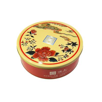 China Recycled materials customized design moon cake cookie food tin box wholesale round canisters with lids for sale