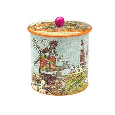 China Cookie Popcorn Tin Barrel With Lid And Button Food Grade Cookie Metal Easy Open Bucket With Lid Customize Round Shape Cookie Tin Barrel for sale