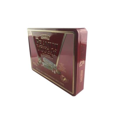 China Recyclable Square Food Grade Nougat Tin Packaging Box for sale