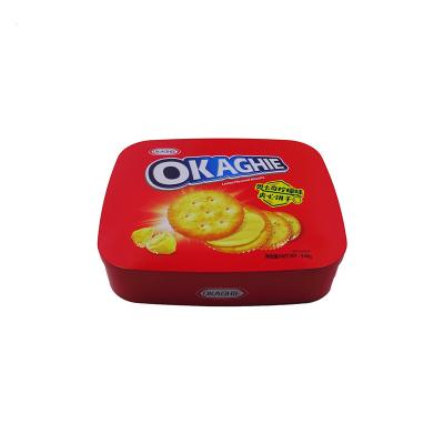 China Food Grade Recyclable Large Size Rectangular Shape Metal Box For Cookies Customize Printing Biscuit Cookies Tin Box for sale