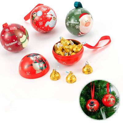 China Recyclable Ball Shape Candy Tin Box Christmas Coiokie Tin Packaging Box Customize Metal Tin Box for sale