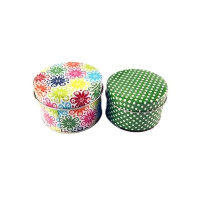 China Wholesale Recyclable Small Metal Tin Box Candy, Tin Packaging Box Custom Metal Candle Round Shape Sweet Jar for sale