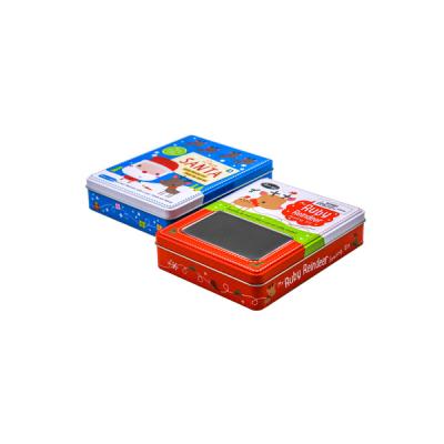 China Wholesale Recyclable Rectangular Shape Tin Box For Customized Card Game Gift Voucher Tin Box With Window On Lid Game Card Tin Box for sale