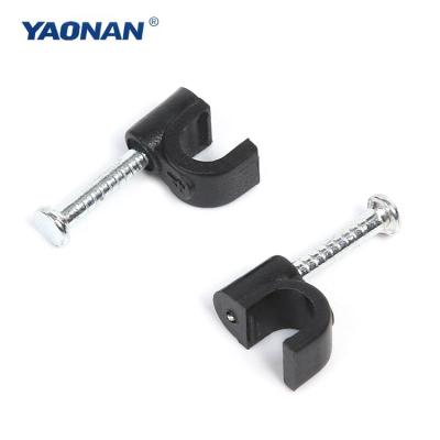 China Elasticity And Shock Resistance Electrical Wire Durable Round PE Black Plastic Cable Ties With Steel Nail for sale