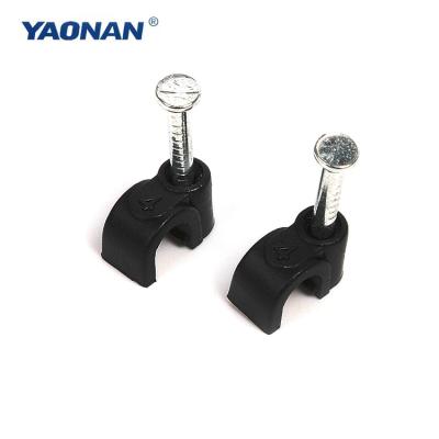 China good elasticity wall cable fix c coaxial concrete nail hook rg6 plastic cable ties for sale