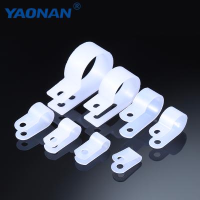 China Fixable Nylon R-Type Plastic Clip Wire Material U-Type Black White Cable Ties Buckle Clips for sale