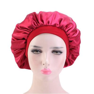 China Fashion Satin Sleep Hat Silk Moq Stockings Empty Hoods Wide Elastic Band Hat for sale