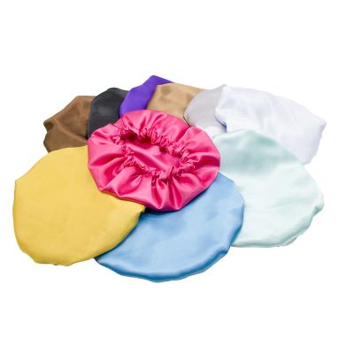 China SATIN/POLYESTER Women's Sleep Hat Hot Sale Colorful Layered Logo Designer Double Layer Women's Hood Custom Nightcap with Low Price for sale