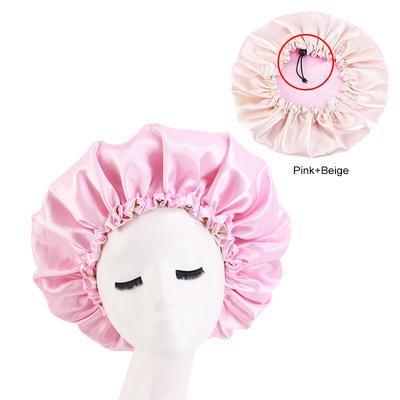 China Hot Selling Custom Designer Silk Hair Bonnet SATIN/POLYESTER Adjustable Jumbo Hoods With Logo for sale