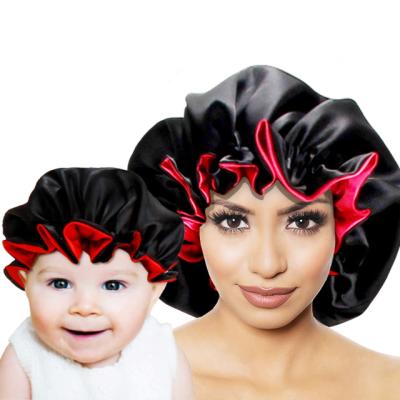 China 2021 Designer Hats Women Available Positive And Negative Satin Beanies For Mommy And Me African Print Baby Cowl Sets for sale