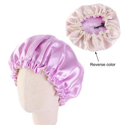 China Reversible Flower Kids Satin Hood Adjustable Sleep Hat Soft Silk Night Hats For Baby for sale