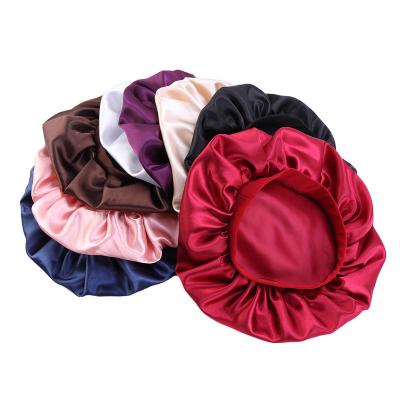 China Hot Popular Satin Extra Wide Elastic Band Satin Single Layer Cowls Print Silk Head Hoods for sale