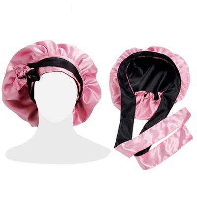 China Comfortable Wholesale Designer Soft Doubl Headbands And Bonnet Hoods With Tie Band Silk Custom Logo for sale