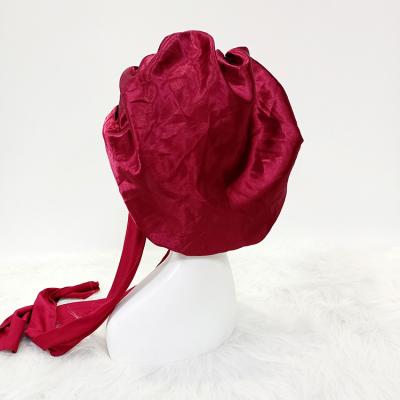 China OEM Logo Satin Silk Bonnets With Scarf Designer Comfortable Wholesale Custom Headbands Bonnets For Hair Care for sale