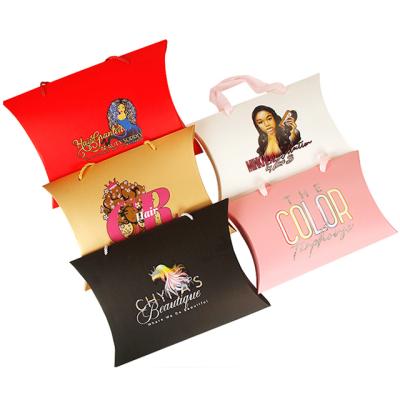 China 2021 New Style Wholesale Hair Extension Packaging Custom Wig Box Luxury Recyclable Gift Pillow Paper Boxes For Underwear Packaging for sale