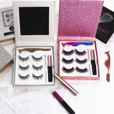 China Clear Plastic Magnetic Eyelashes 5 6 Magnet Mink Or Synthetic Lashes With Eyeliner Kit Private Label Packaging for sale