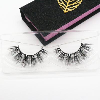 China Natural Long Best Mink Lashes With Customize Box Packaging 3D Synthetic Korean Silk Fiber Fake for sale