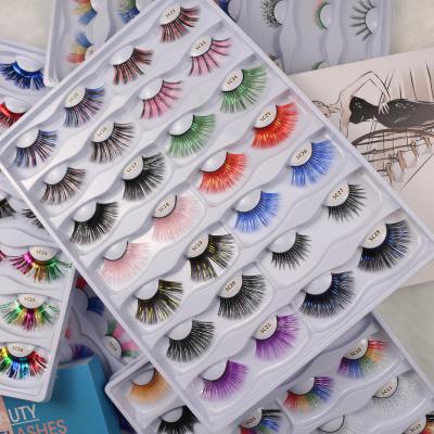 China Wholesale Charming Colorful False Eyelash Natural Private Label Exaggerated Holiday Party Eyelashes for sale