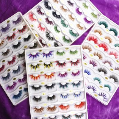 China 100% Natural High Quality Cruelty Free Mink Lashes Multi Color Mink Eyelashes 3d Mink Lashes Strip Rainbow Colorful Lashes Seller for sale