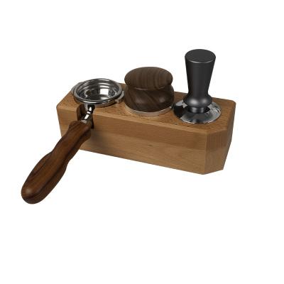 China Modern Factory Direct Custom Coffee Accessories Tamper Mat Wood Holder Portafilter Standard Coffee Bartender Three Piece Tools for sale