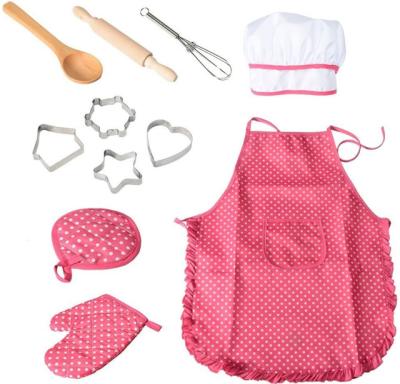 China Plastic Kids Chef Dress Up Food Cooking Game Pretend Play Cooking Tool Apron Toys Child Kitchen Baking Toy Set For Girl for sale