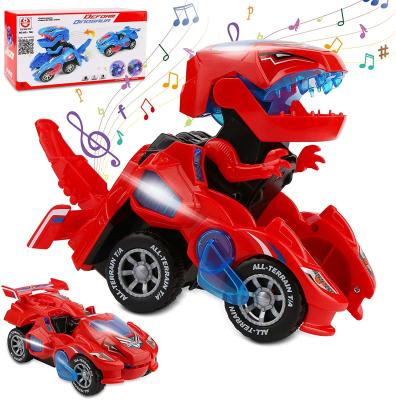 China RC Model Transform Car Toy for Kids, with LED Light and Automatic Music Transform Dino Car, Transforming Dinosaur Car for sale