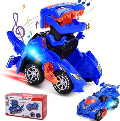 China RC Model Transforming Dinosaur LED Car with Light and Music, 2 in 1 Automatic Dinosaur Transform Car Toy, Transforming Dinosaur Car Toys for sale