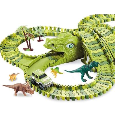 China Slot Toy Dinosaur Toys Track Cars For Boys - 240 Pcs Flexible Track Game Toy Cars Set For Girls Dinosaur World Road Test Christmas Gifts for sale