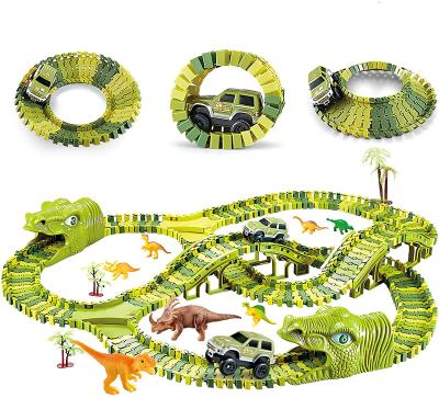 China Slot Toy Dinosaur Toys Track Cars For Boys, 240 Pcs Track Playset Flexible Toy Cars Dinosaur World Road Race, Dinosaur Track Cars for sale