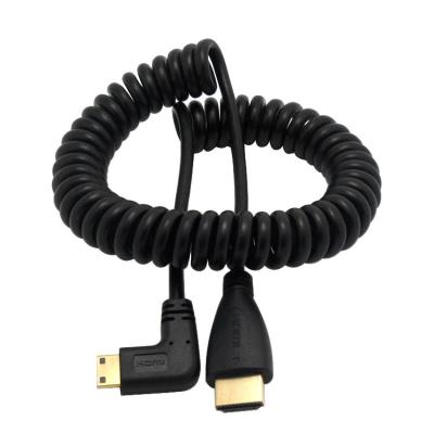 China HDMI to Mini HDMI 1.4v right angle 90 degree spring cable for sale