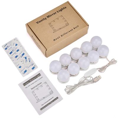 China ABS+PC LED Makeup Mirror Light Dimmable Make Up Bulbs For Bathroom Hollywood Decorated LED Light Mirror for sale