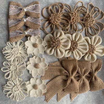 China Handmade Burlap Fabric Rose Flowers Rustic Wedding Jute Burlap Fabric etc. DIY Handmade Flowers Crafts Accesory Decor Flowers for sale