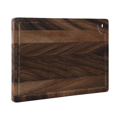 China Customized Viable Shape Black Walnut Wood Cutting Board with Juice Groove for sale